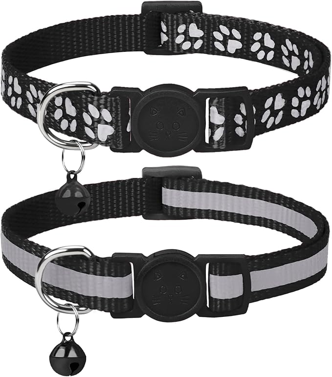 Taglory 2 Pack Reflective Breakaway Cat Collar with Bell, Sky Blue