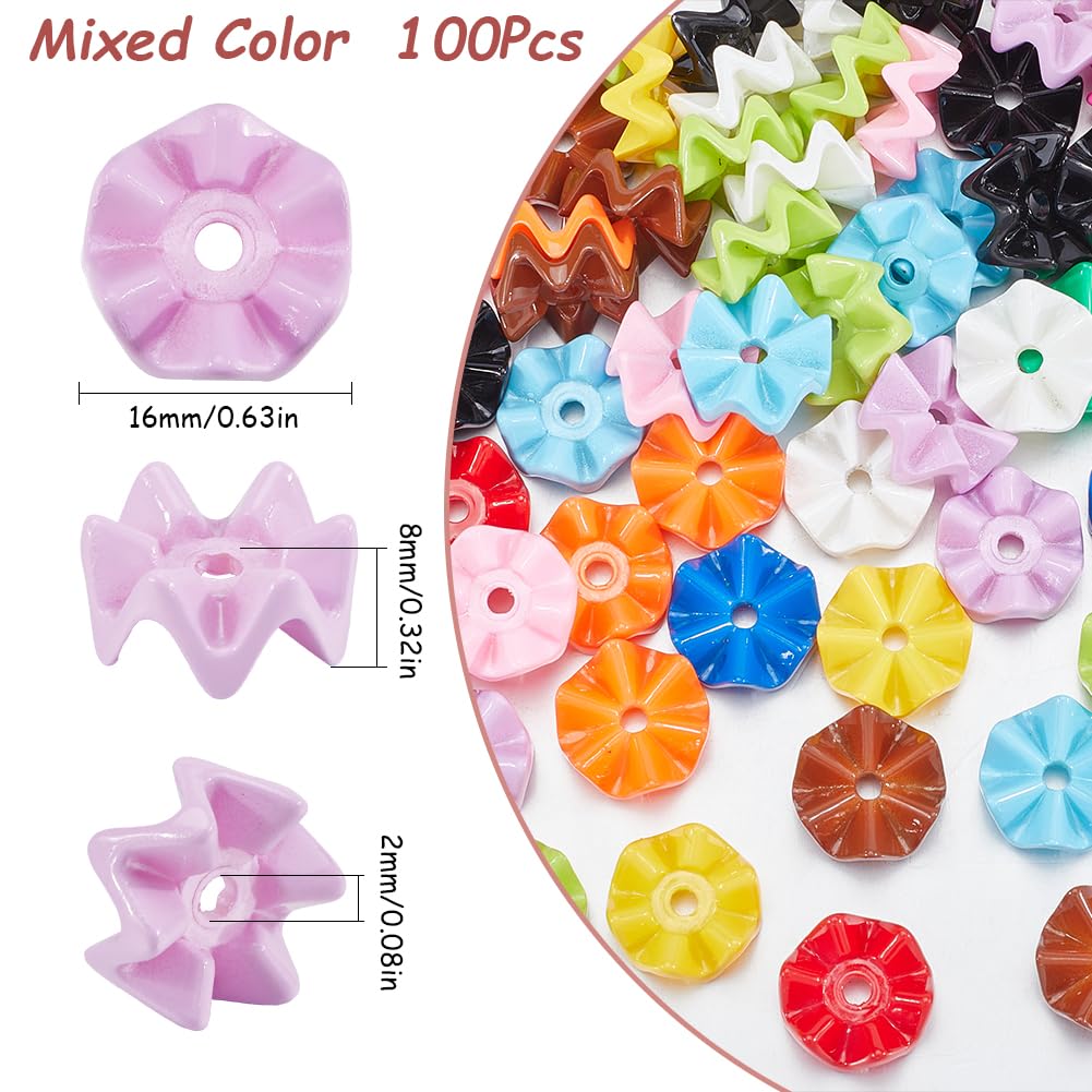 SUNNYCLUE 1 Box 100Pcs Wave Beads Bulk Mini Shaped Bead Acrylic Opaque Plastic Candy Color Snowflake Flower Shape Loose Spacer Small Beads for Jewelry Making Bracelet Necklace DIY Crafts Accessories