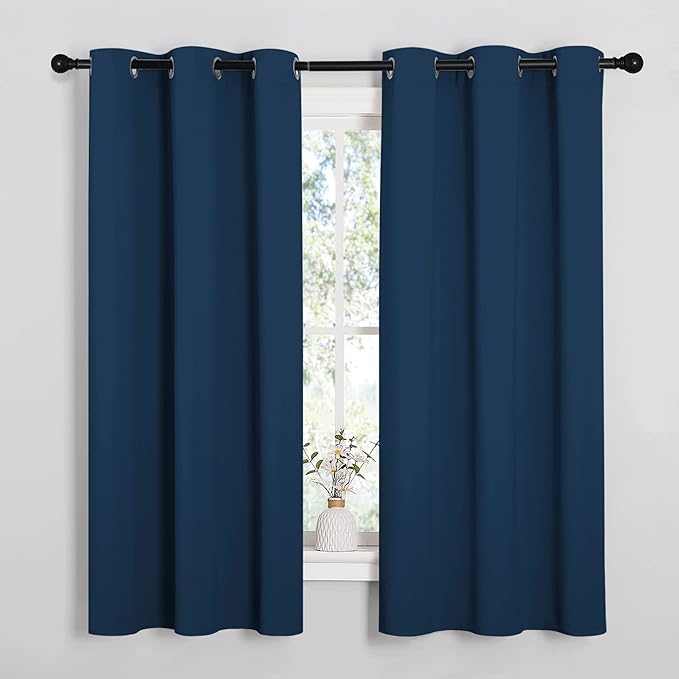 NICETOWN Bedroom Curtain Panels Blackout Draperies, Thermal Insulated Solid Grommet Blackout Curtains/Drapes (Moroccan Blue, 1 Pair, 29 by 40-inch)