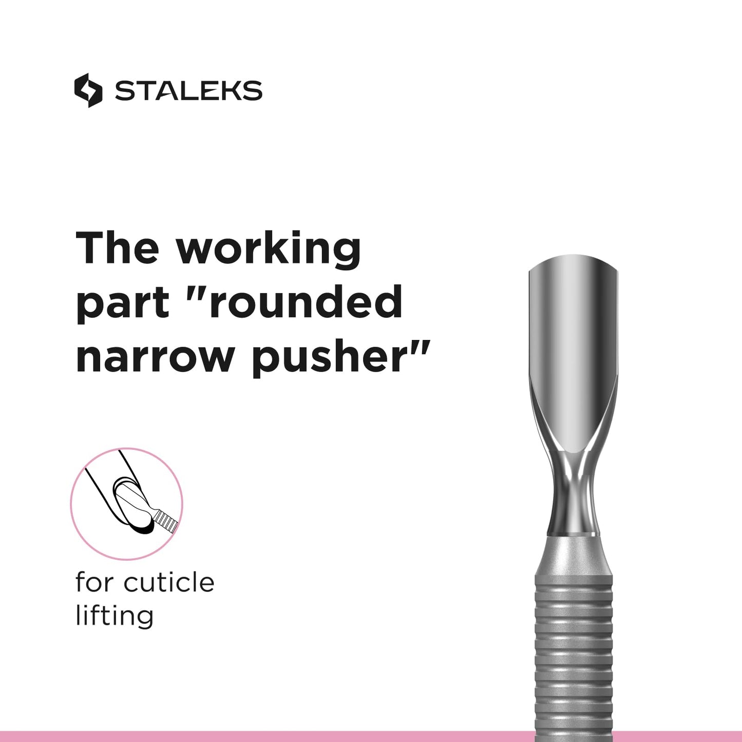 Staleks Beauty & Care Manicure Pusher 30 Type 1 – Dual-Ended Cuticle Pusher and Hatchet-shaped Cleaner – Stainless Steel Tool for Home Use
