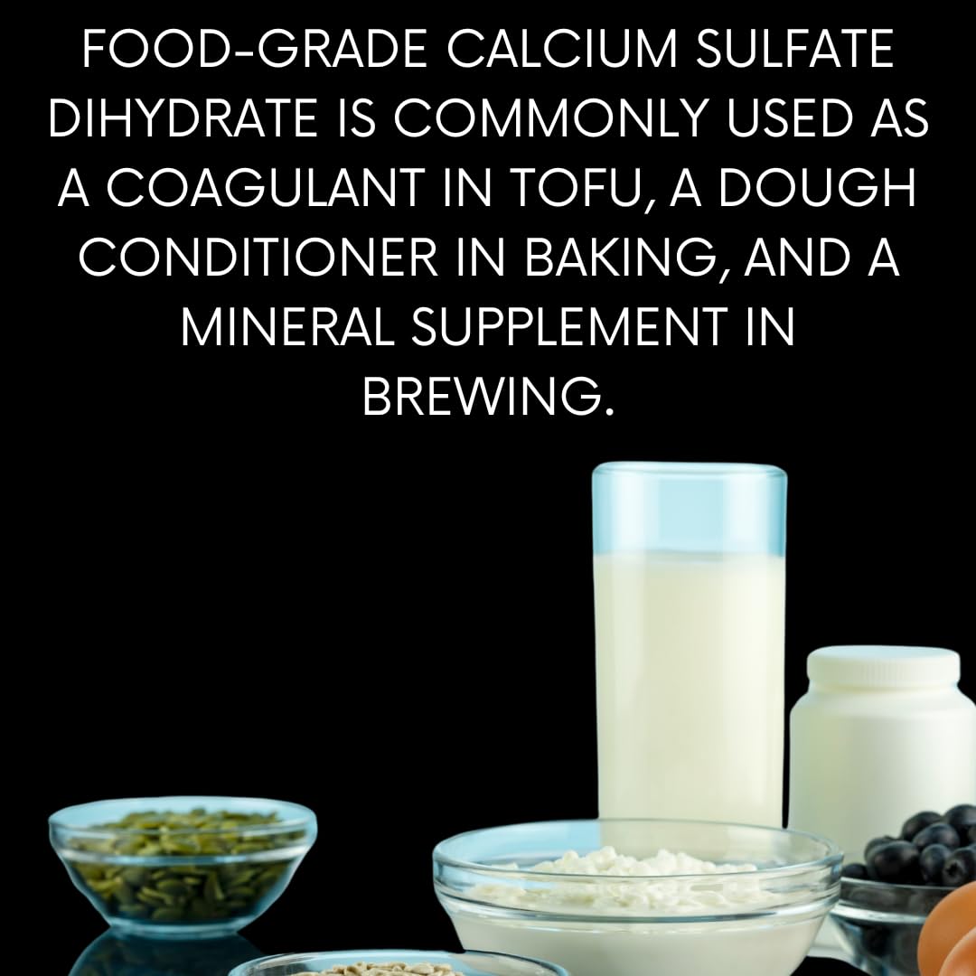 100% Pure Calcium Sulfate Dihydrate (Food Grade) - Gypsum Powder for Baking, Water Treatment and Cosmetic formulations 1 lbs / 454 GMS
