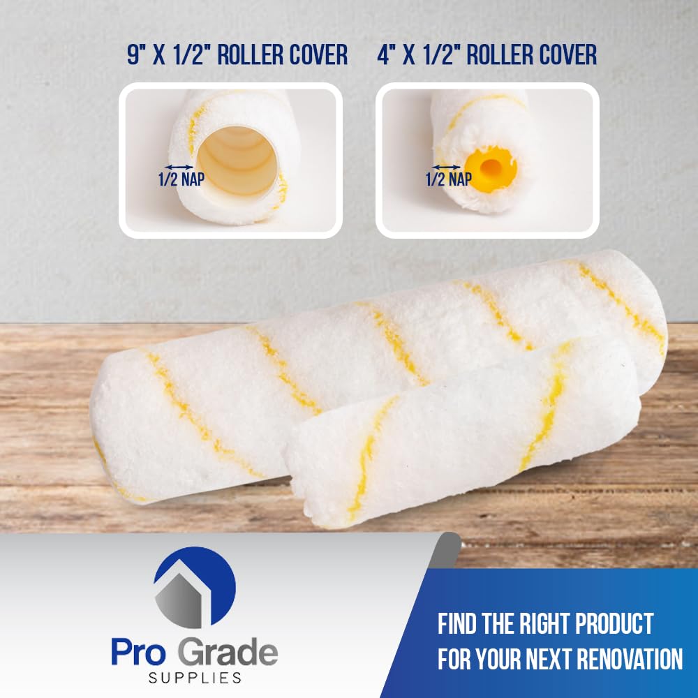 Pro Grade Paint Roller Kit, Brush & Roller,10 Piece Set, Wall Painting Naps for Professionals & Homeowners - All Paints & Stains, Washable, Reusable, Easy to Clean, Superior Absorbency.