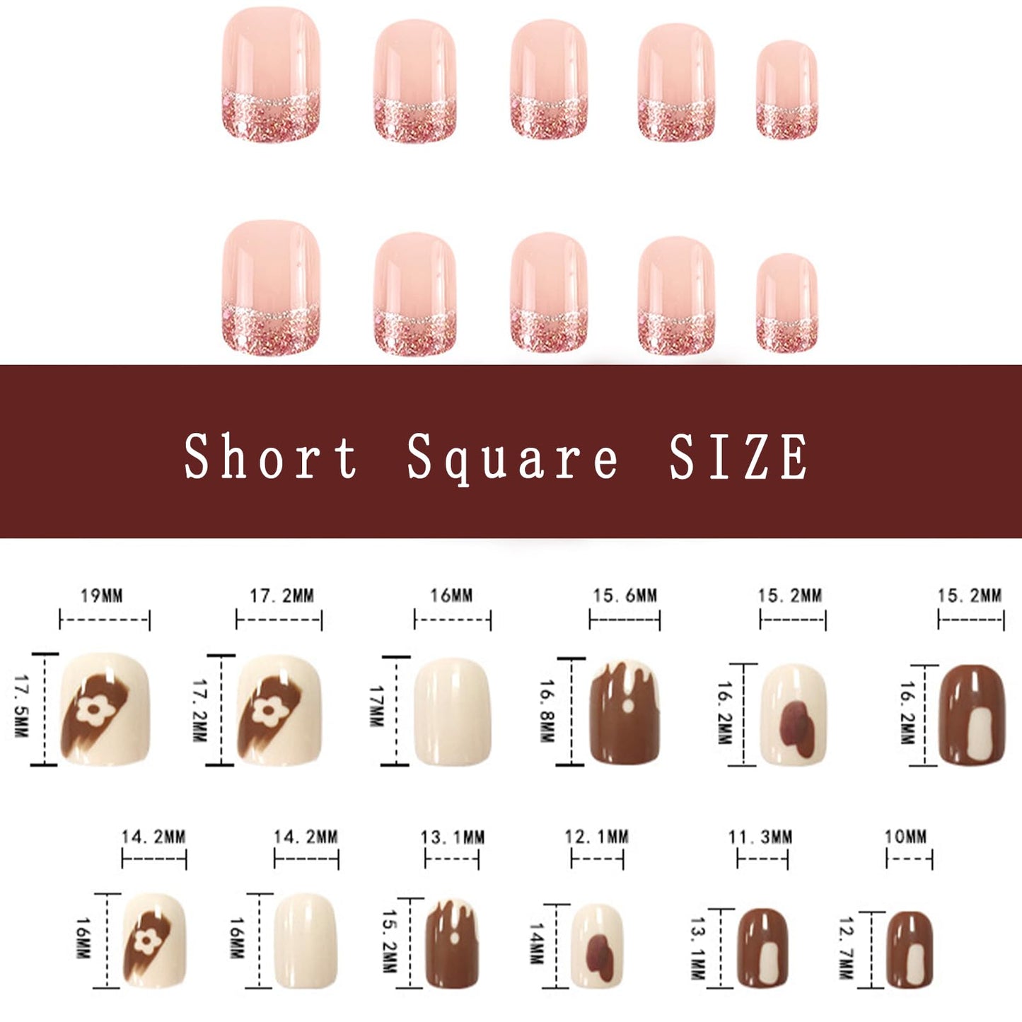 Starry Sky French Tip Press on Nails Medium Square Fake Nails Silver Glitter French Design False Nails Shine Nude Pink Full Cover Glossy Acrylicl Artificial Nails for Women Manicure Salon 24Pcs