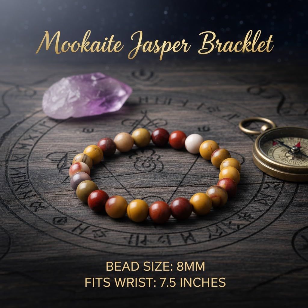 The Vida Handmade AAA+ Quality Crystal Stretch Elastic Bracelet - Nature Gemstone - Jewelry Gift - Holiday Gift - For Women & Men (Mookaite Jasper)