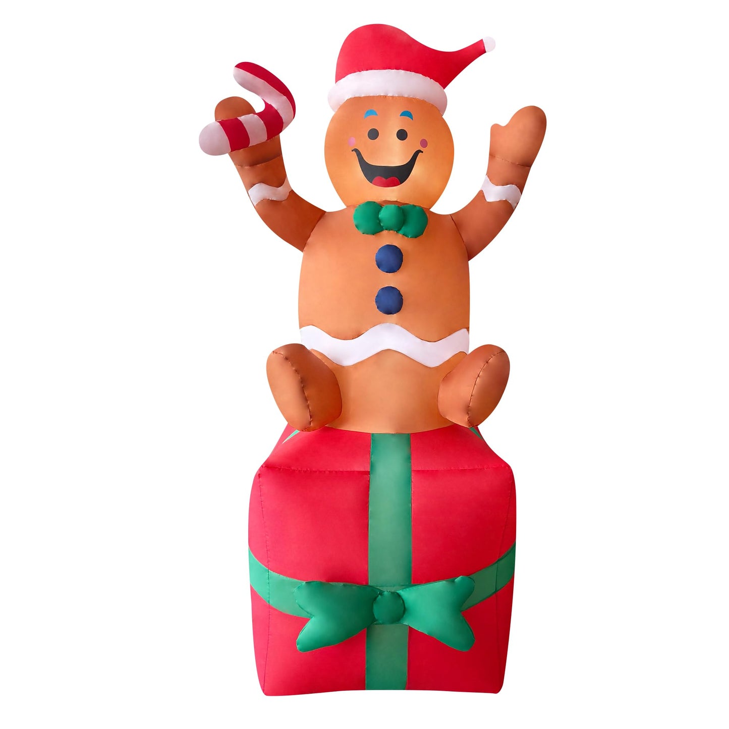 DeHasion 2 Packs 6ft Christmas Inflatable Santa and Gingerbread Man on Gift Box Christmas Blow Up Decor for Outdor/Home/Lawn/Yard Decoration