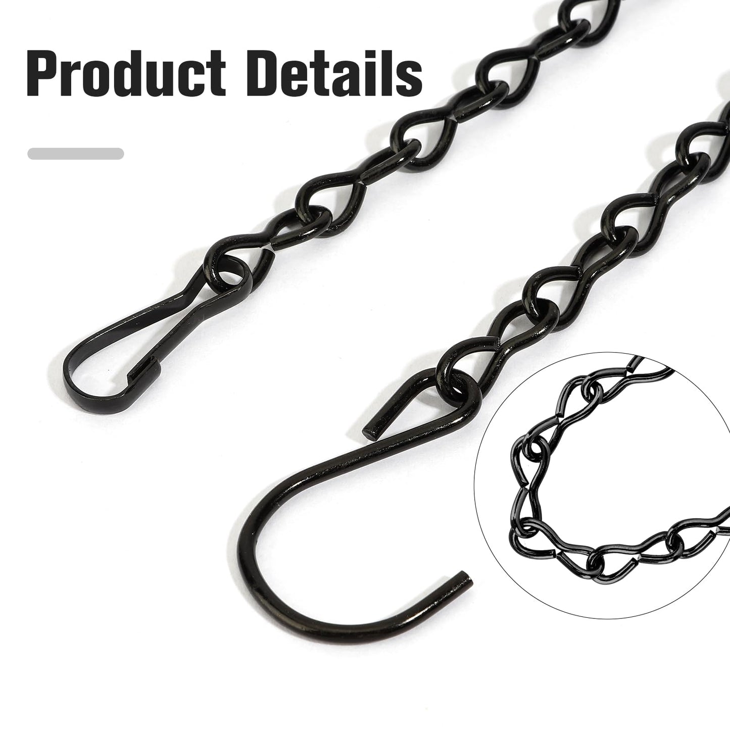 Hanging Basket Chain, Chain for Hanging Plants, 4 Pcs 9.5 Inch Hanging Chain, Hanging Plant Chain, Black Chain for Hanging Bird Feeders Planters Lanterns Baskets Billboards Wind Chimes Ornaments
