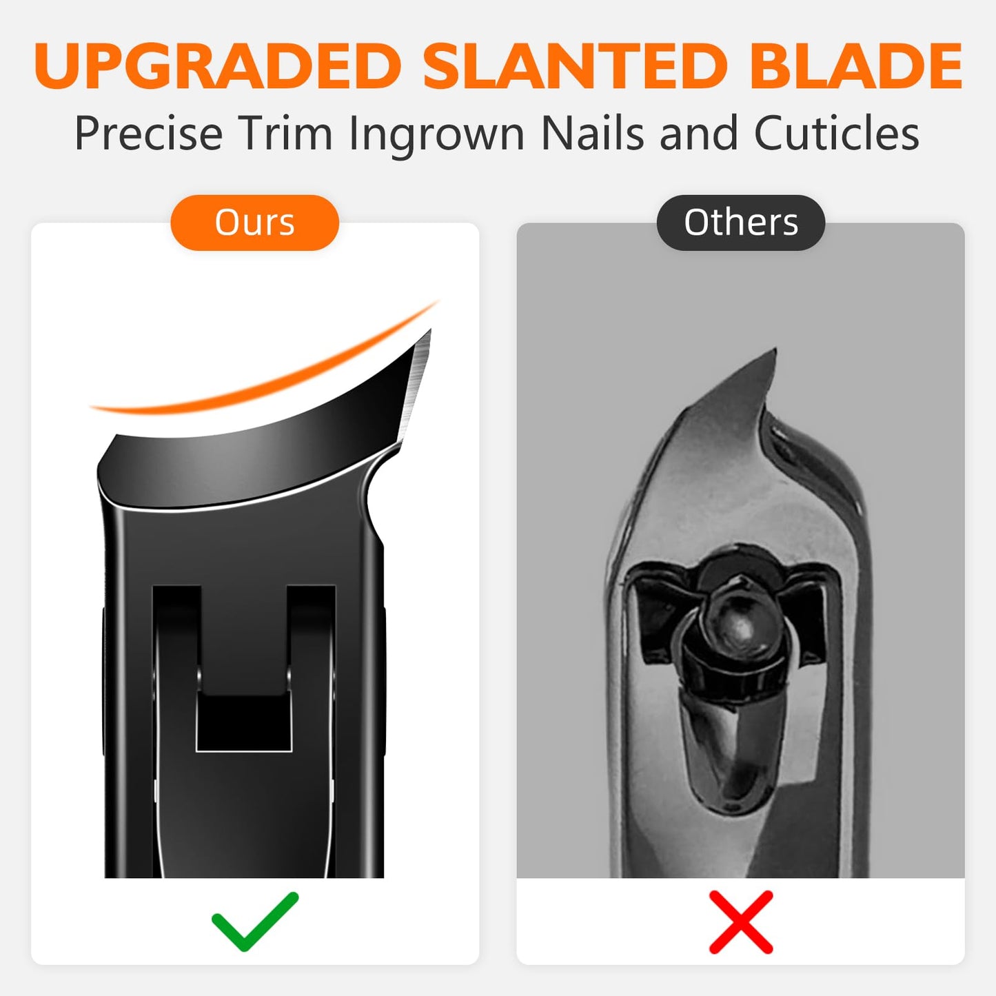 Slanted Nail Clippers for Men Thick Ingrown Nails, Large Toenail Clippers for Seniors with Wide Jaw Opening, Heavy Duty Long Handled Nail Cutter