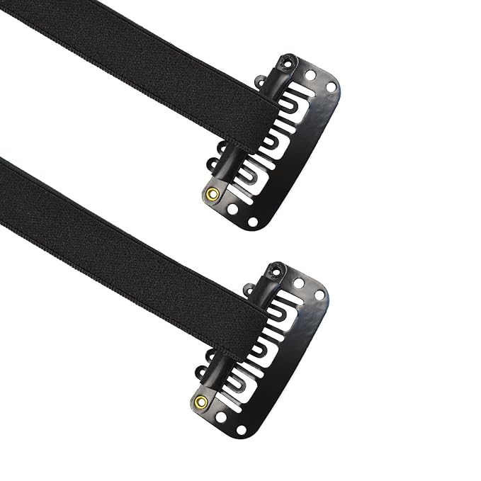 4 Pcs Facelift Bands with Clips Invisible Face Stretching Lifting Strap Adjustable Elastic Band Face Slimming Band (24cm Black Single Bands)