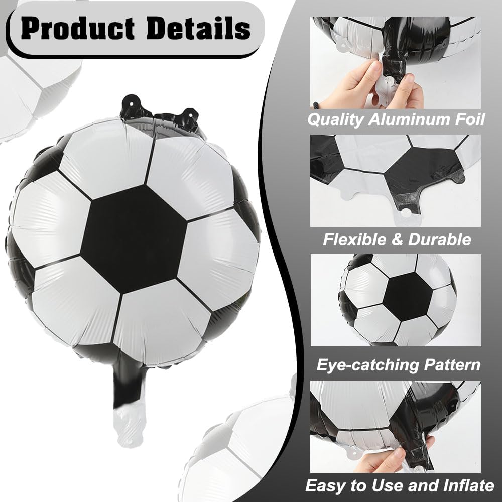 8 PCS Soccer Balloons Party Favors Soccer Ball Balloons Birthday Party Decorations Supplies Sports Giant Large Balloon Christmas Mylar Foil Helium Aluminum Balloon Gender Reveal Sport Theme Decor