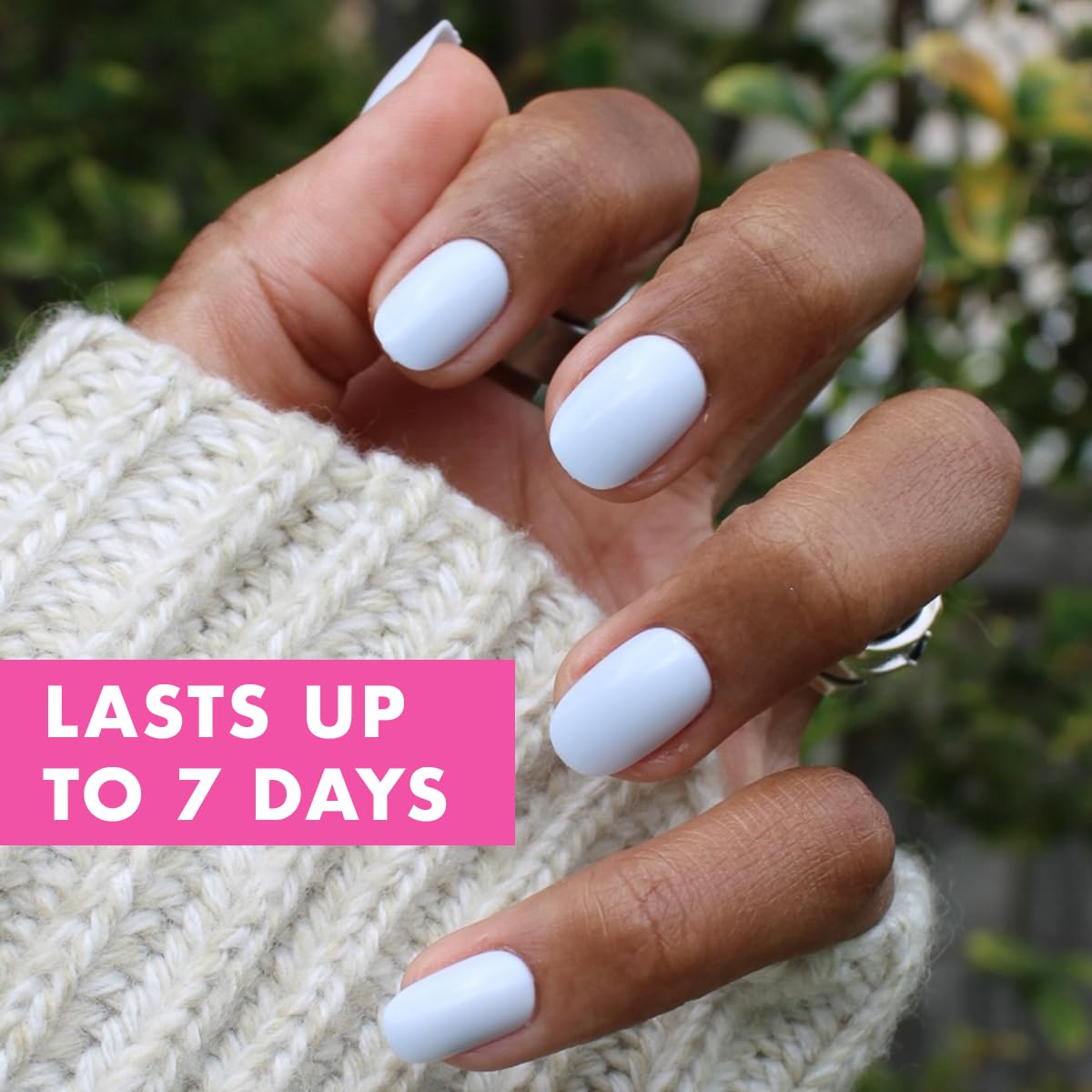 Olive & June Classic Super Stick Mani Press On Nails | No Glue Needed | 32 Tab Nails 16 Sizes | Non-Toxic Tabs Non-Damaging 7-Day Wear | Spring Flowers & Patterns | Short, Round | Rink Pastel Blue