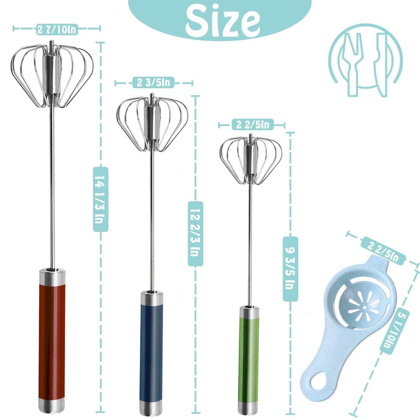 Semi-automatic Whisk, Stainless Steel Egg Beater, Hand Push Rotary Whisks Mixer Stirrer for Making Cream, Whisking, Beating and Stirring (3 Color)