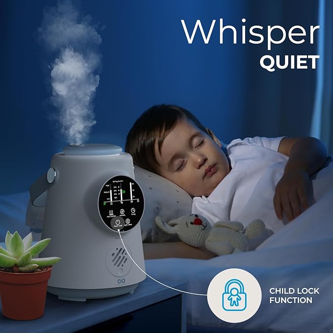 Upgraded 2.5L Top Fill Humidifier – Everlasting Comfort Quiet Cool Mist Air Moisturizer for Bedroom, Home, Nursery & Large Room, Easy-Clean, Soothing Hydration for Adults, Baby & Kids