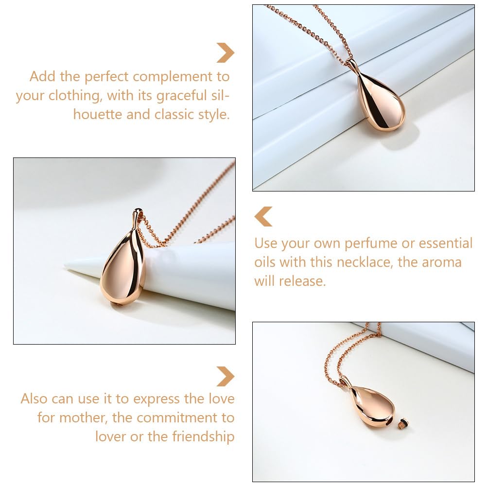 Abaodam Perfume Necklace for Women Aromatherapy Diffuser Pendant Urn Necklace for Ashes Teardrop-Shaped Memorial Jewelry with Chain Essential Oil Scent Keeper