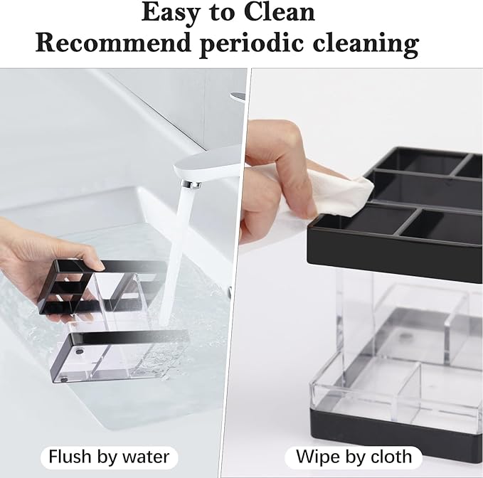 Toothbrush Holders for Bathrooms Countertop Organizer - Electric Toothbrush Holder Set, 5 Slots Toothbrush and Toothpaste Holder, Makeup Brush Storage Caddy for Family Kids (Black)