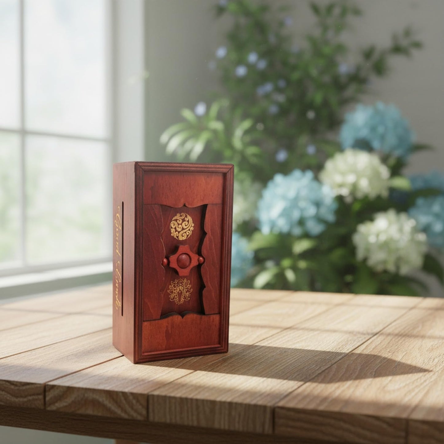 Good Luck Puzzle Box Secret - Money and Gift Card Holder in a Wooden Magic Trick Lock with Hidden Compartment Piggy Bank Brain Teaser Game