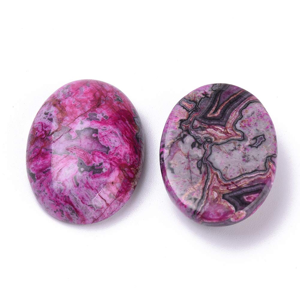 Fashewelry 20Pcs Natural Oval Purple Ripple Jasper Flat back Gemstone Cabochons 25x18mm Healing Chakra Crystal Stone Bead Cab Covers No Hole for Jewelry Craft Making