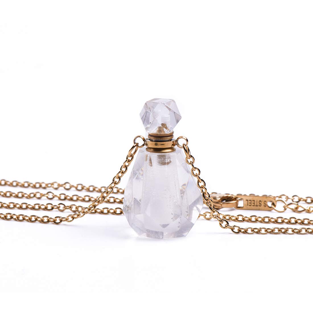 YGLINE Natural Gemstone Crystal Irregule Shape Healing Crystals Chakra Stones Perfume Bottle Necklace