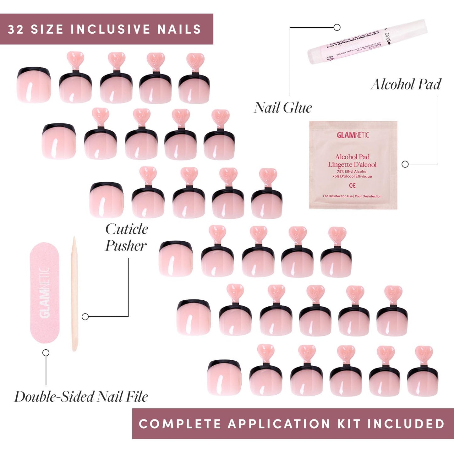 Glamnetic Press-On Nails Bundle - Azure Blue & Hailey | Bright Blue Short Round Fake Nails | Glazed Short Almond False Nails | Reusable, Salon-Quality Nail Kits