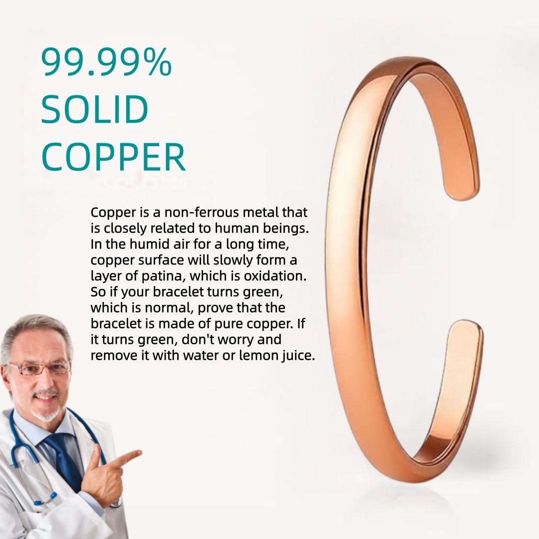 DeLLirious Copper Bracelet for Women - 99.99% Pure Copper - Raw, Solid & Handmade Cuff Bangles Open Cuff Style