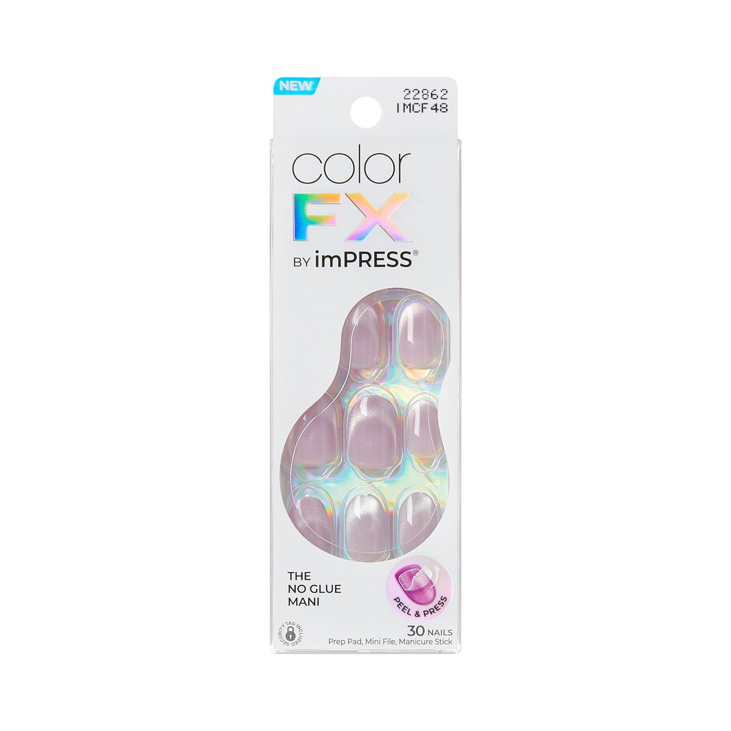 Kiss Impress No Glue Mani Press On Nails, ColorFX, 'Diamond Drip', Pink, Short Size, Oval Shape, Includes 30 Nails, Prep Pad, Instructions Sheet, 1 Manicure Stick, 1 Mini File