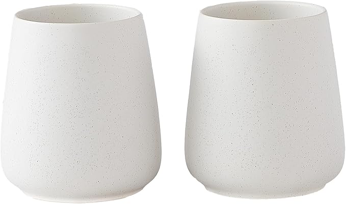 Speckled White Toothbrush Holder Set - 2Pcs Bathroom Ceramic Tooth Brushing Holders, Toothbrush Cup, Toothpaste Organizer for Countertop, Makeup Brush Holder, Pen Holder for Home Desktop Storage