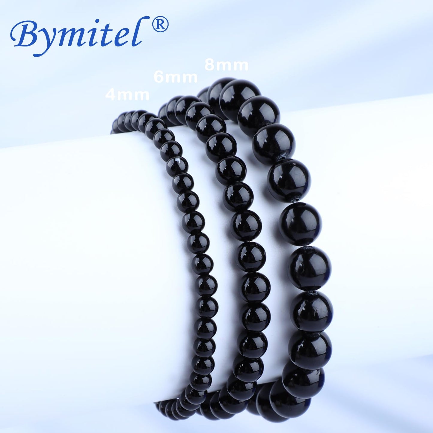 Bymitel 4mm Black Onyx - Handmade Reiki Gemstone Stretch Bracelet, Natural Beauty & Spiritual Essence, Crystal Healing for Unisex Adults