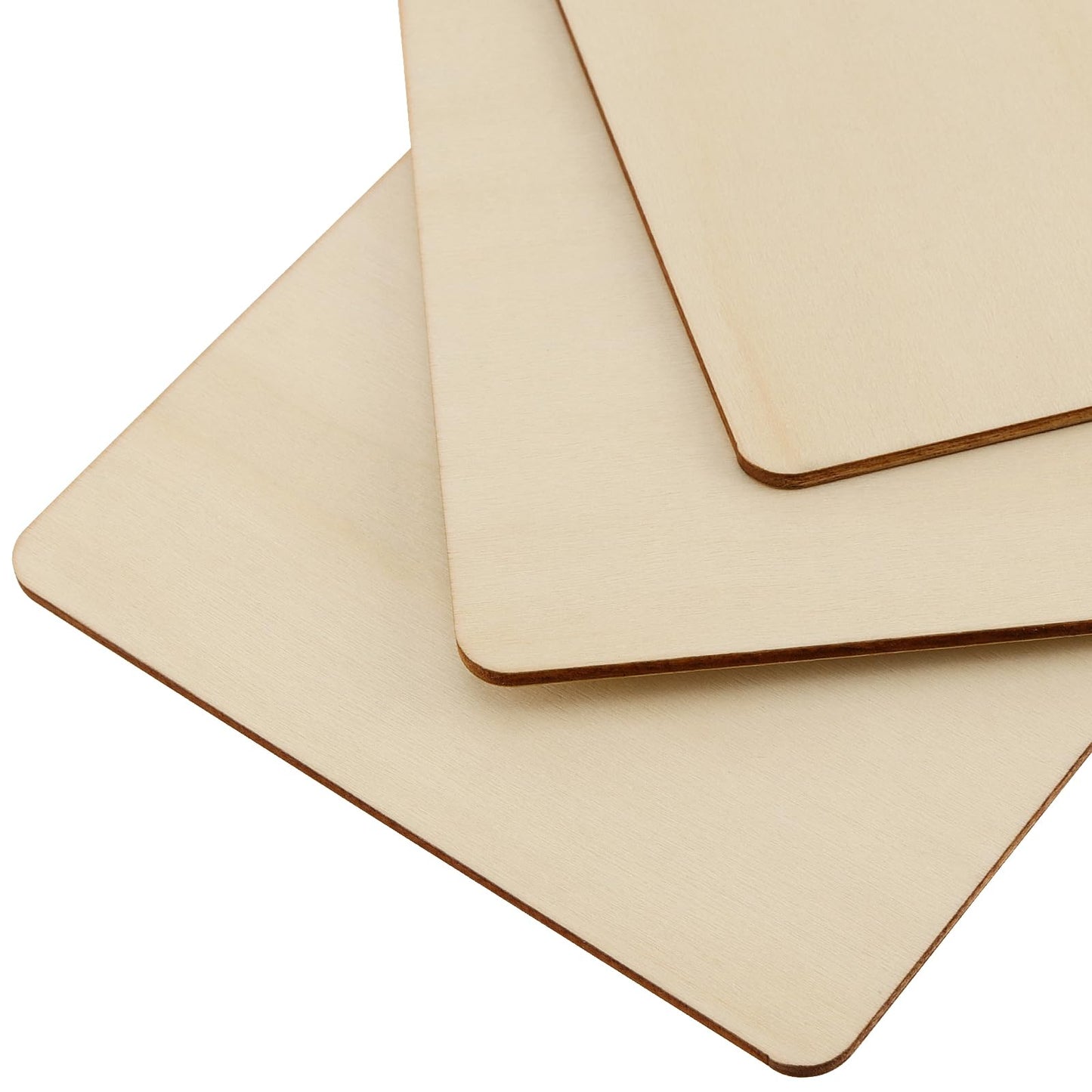 HEIHAK 50 Pcs 6x6 Inch Square Wooden, Unfinished Blank Wood Pieces with Round Corner, Natural Square Wooden Cutouts for Crafts Letter Tiles Pyrography Coasters Plaques, 1/8 Inches Thickness