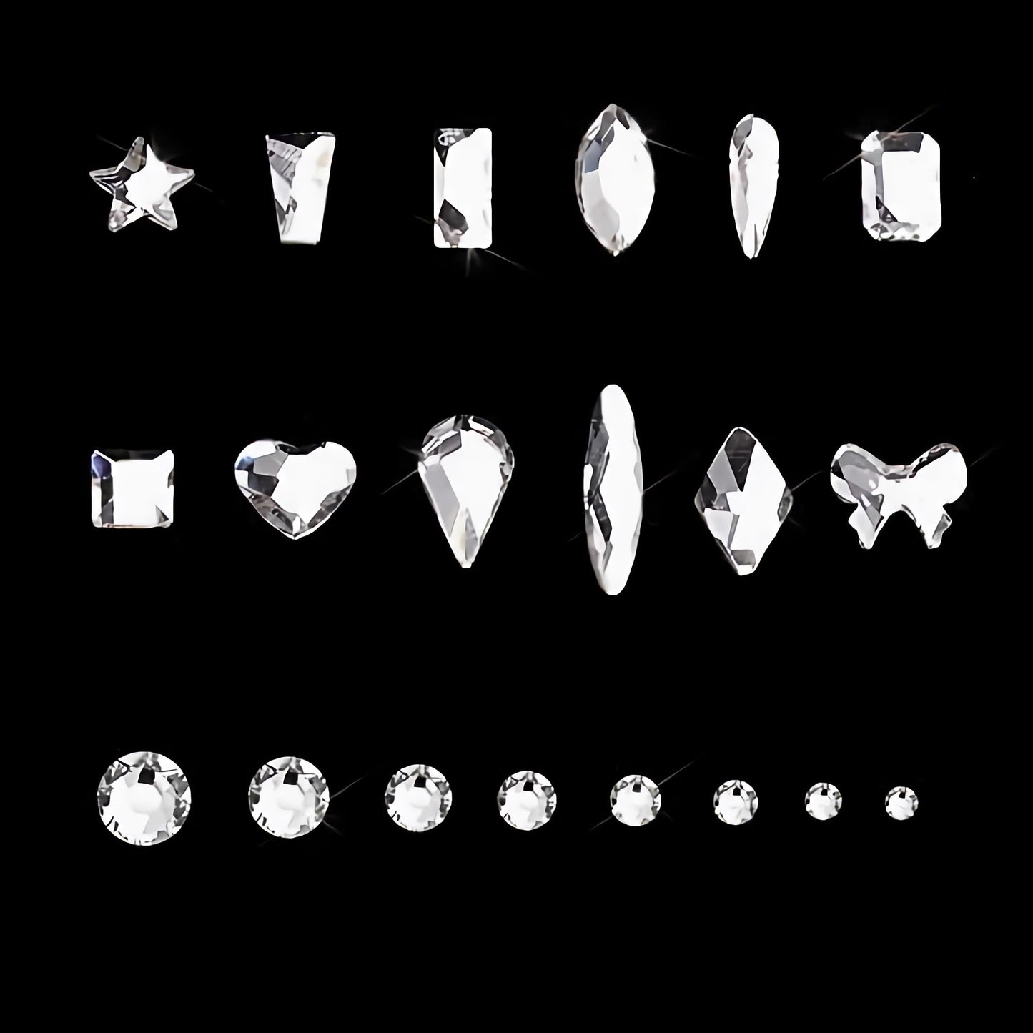 Yzzseven 12 Types of 600 White Diamonds + 2500 Flat Rhinestones Mix 20 Styles Flatback DIY Crafts Rhinestone Crystals 3D Ornament‌s Flat Back Stones Set + Tweezers + Drill Pen