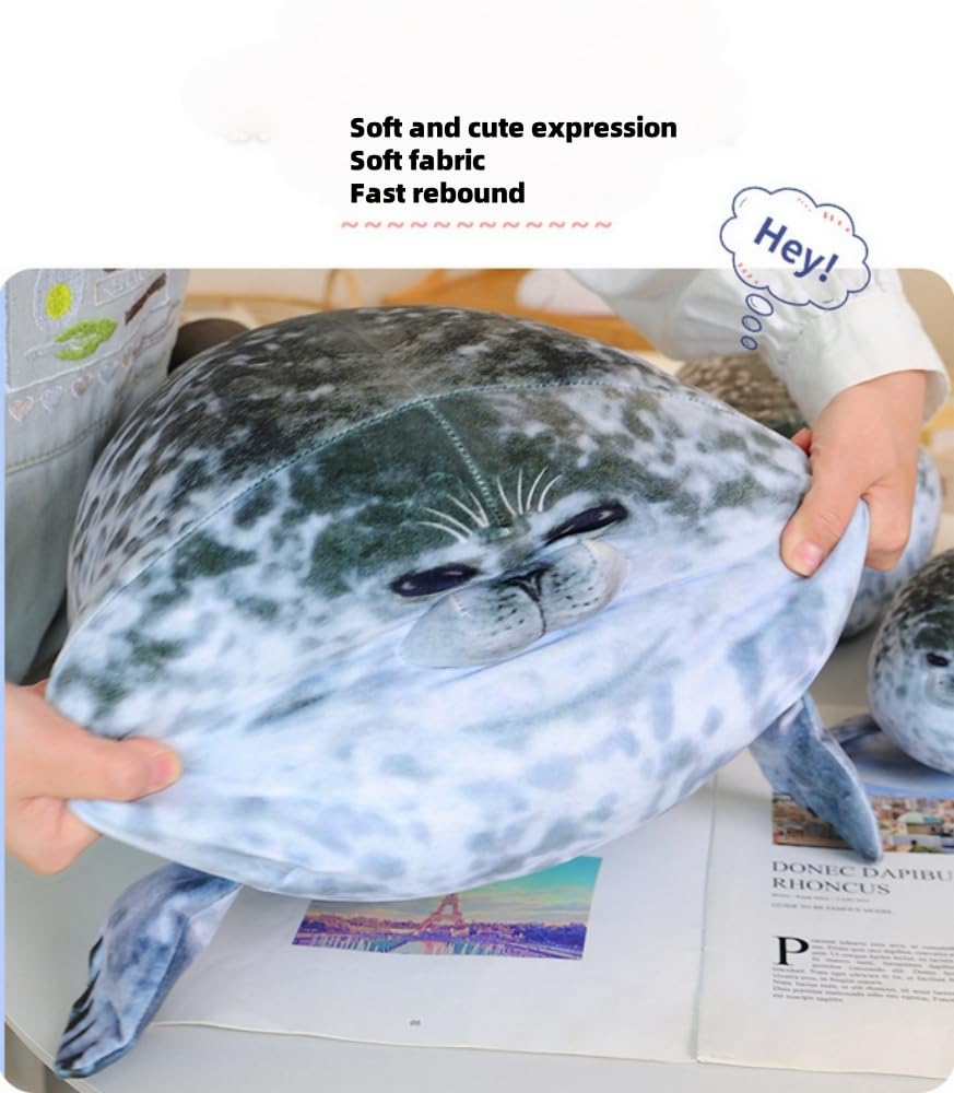 19.6Inch Chubby Blob Seal Pillow CuteSeal Plush with 4 Baby Seal Plushies in Her Tummy Soft Stuffed Cotton Plush Animal Toy Gift for Kids