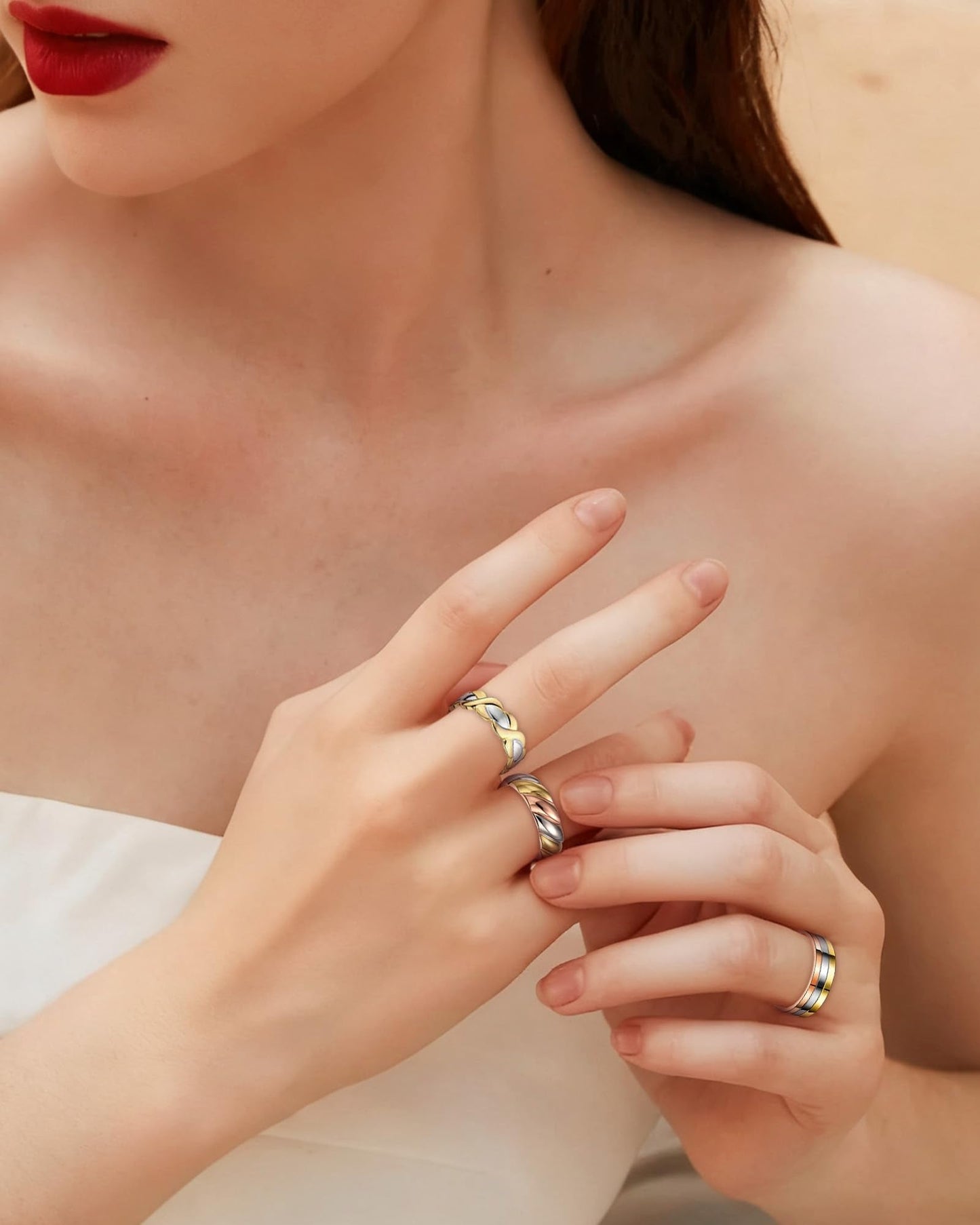 BioMag Copper Rings for Women, 99.99% Pure Copper Magnetic Rings Thumb Rings for Lymphatic Drainage, Adjustable Jewelry Gifts for Women (Multi Tone)