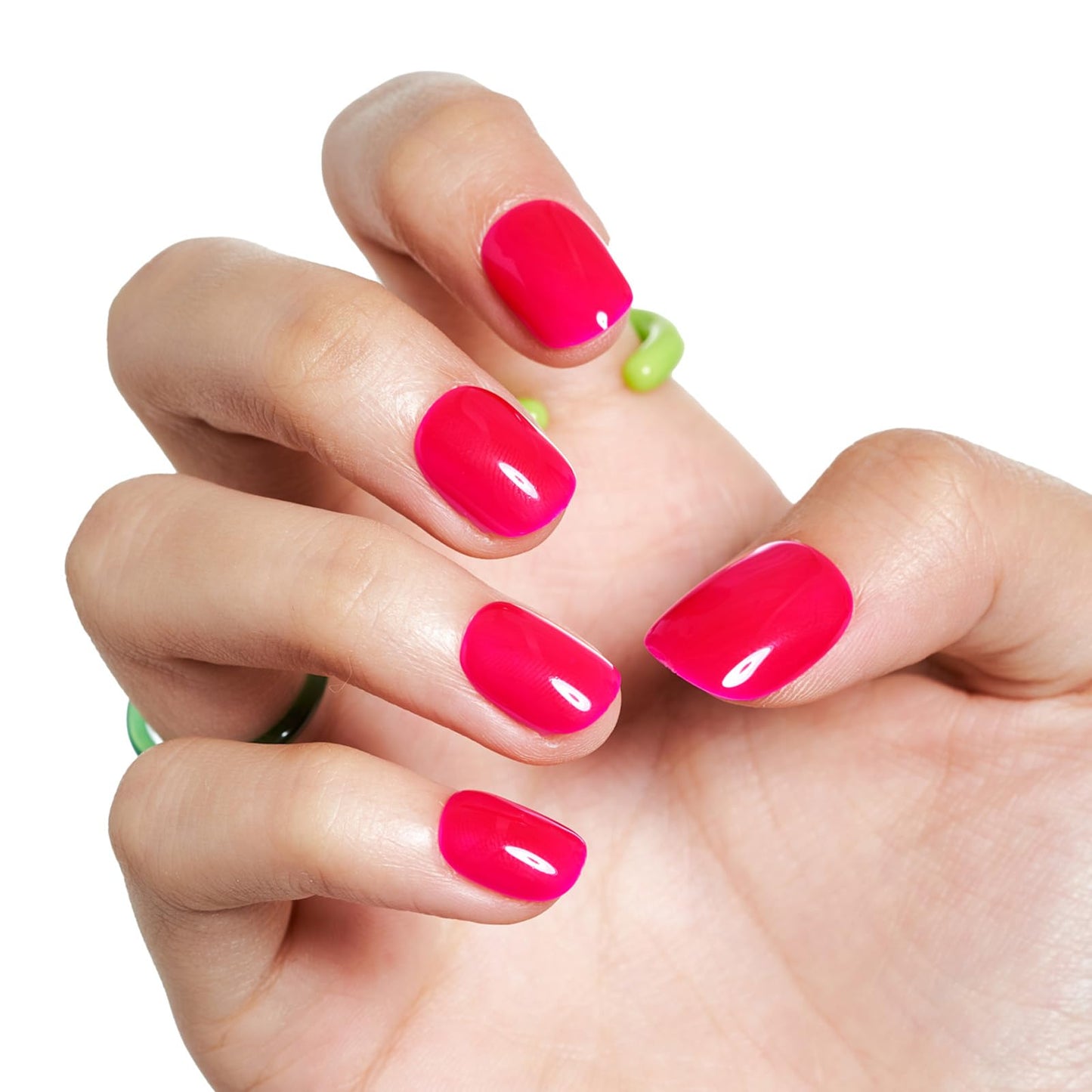 GLAMERMAID Press On Nails Short Squoval with Press on Toenails Sets,Hot Pink 48 Pcs Nails Press Ons,Hand and Toenails Sets for Women