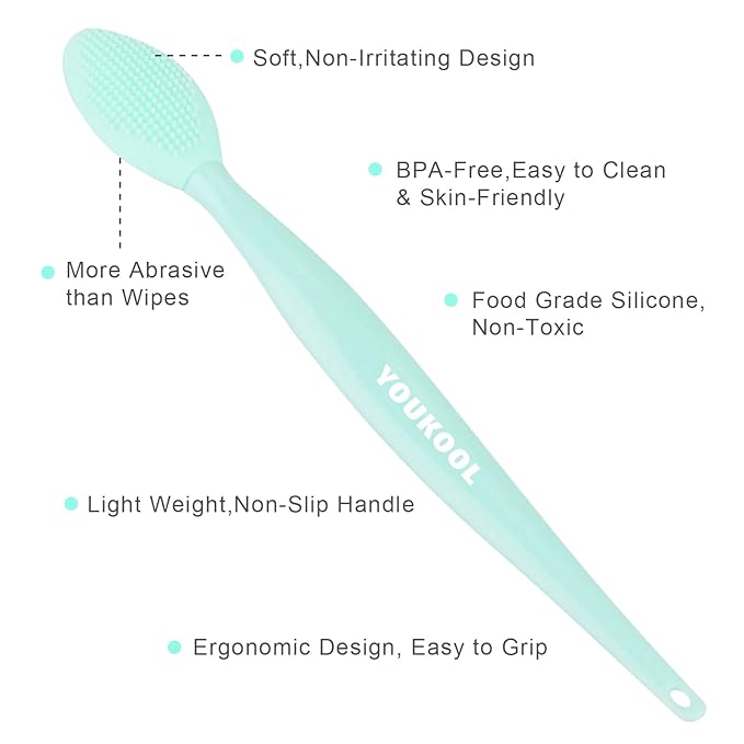 Lip Scrub Brush,Double-Sided Silicone Exfoliating Lip Brush Tool for Smoother and Fuller Lip Appearance,Green,2pcs