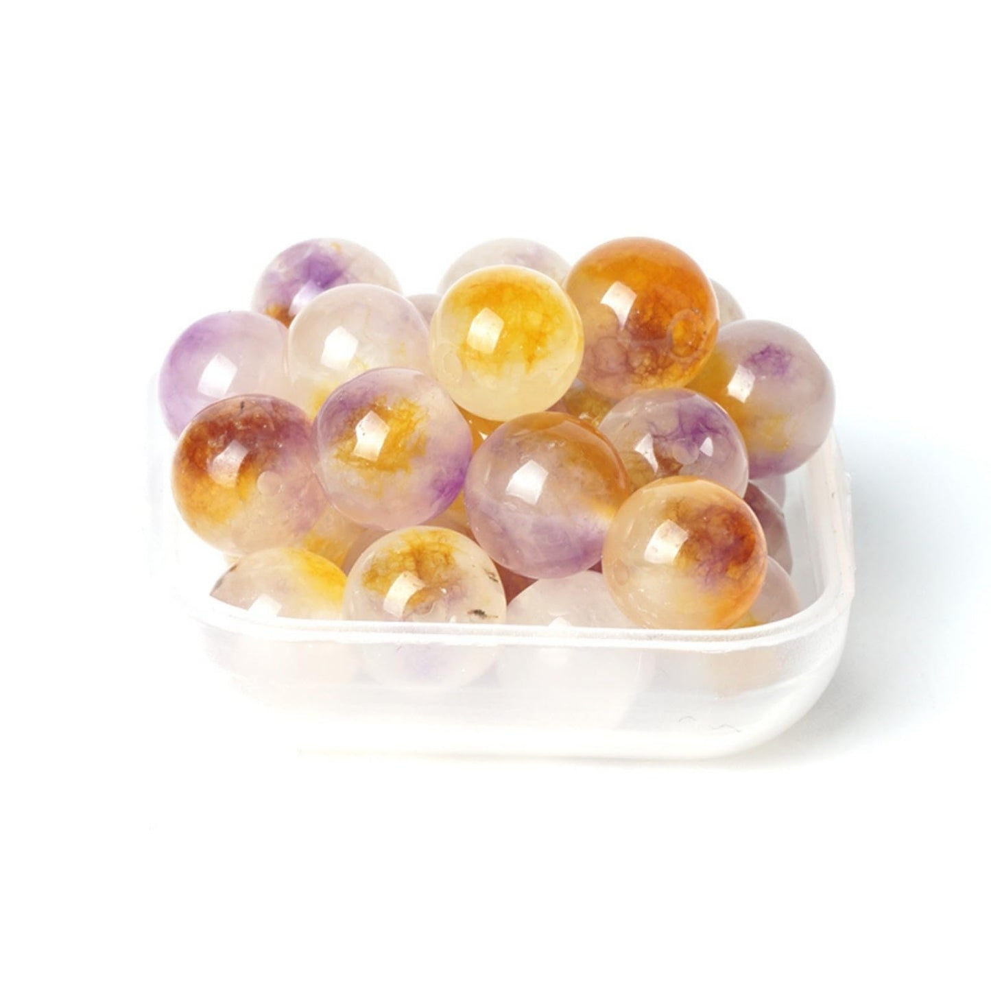 100Pcs Natural Stone Beads 6mm Puple Yellow Jasper Round Loose Gemstone Energy Healing Beads Hole Size 1mm DIY Smooth Beads for Bracelet Necklace Earrings Jewelry Making