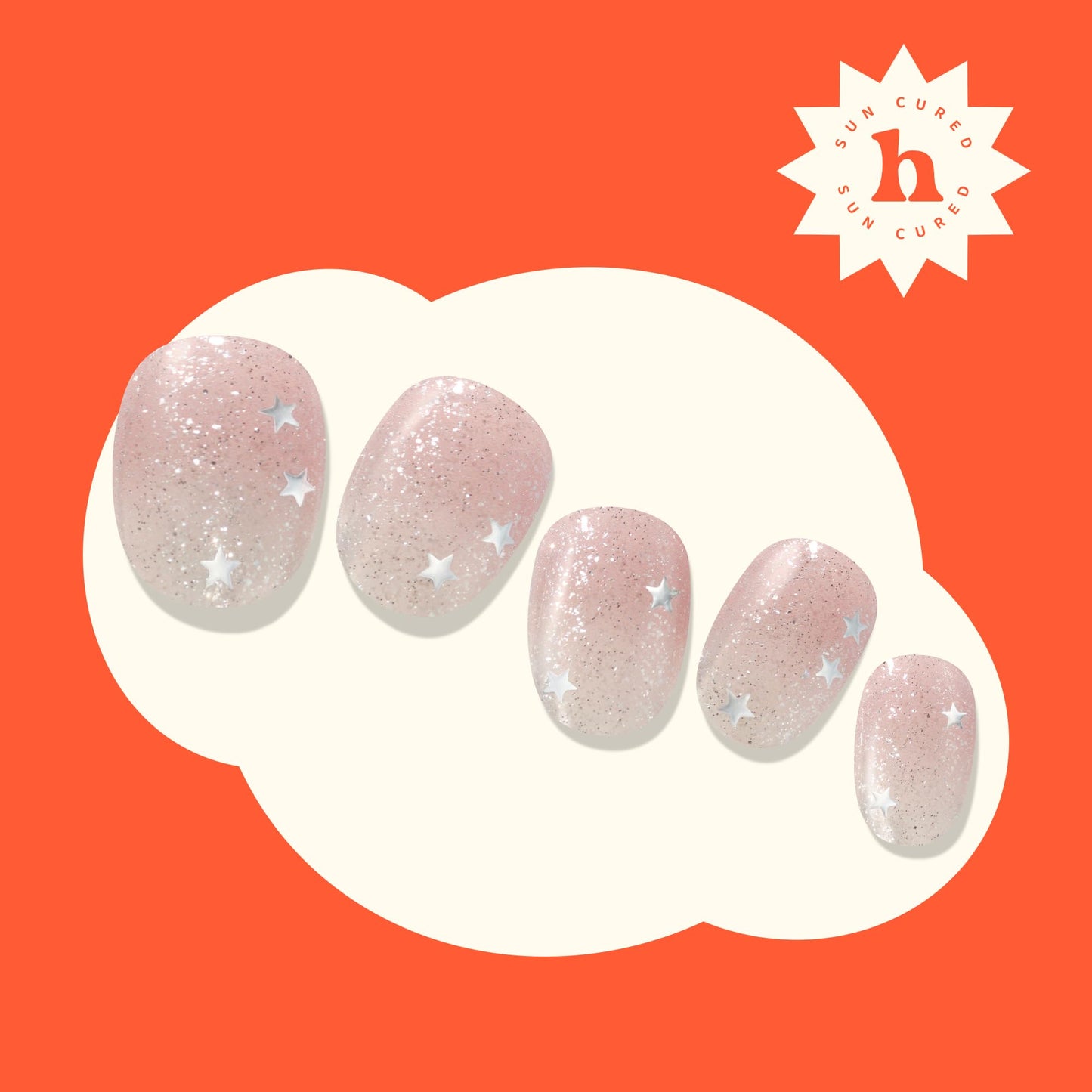 Heyhae Semi Cured Gel Nail Strips | No LED Lamp Needed | Glitter, Pink | Easy Apply & Remove, Salon Quality | Includes 28 Strips, 1 Prep Pads, Nail File & Wooden Stick - Hey, Rosé All Day