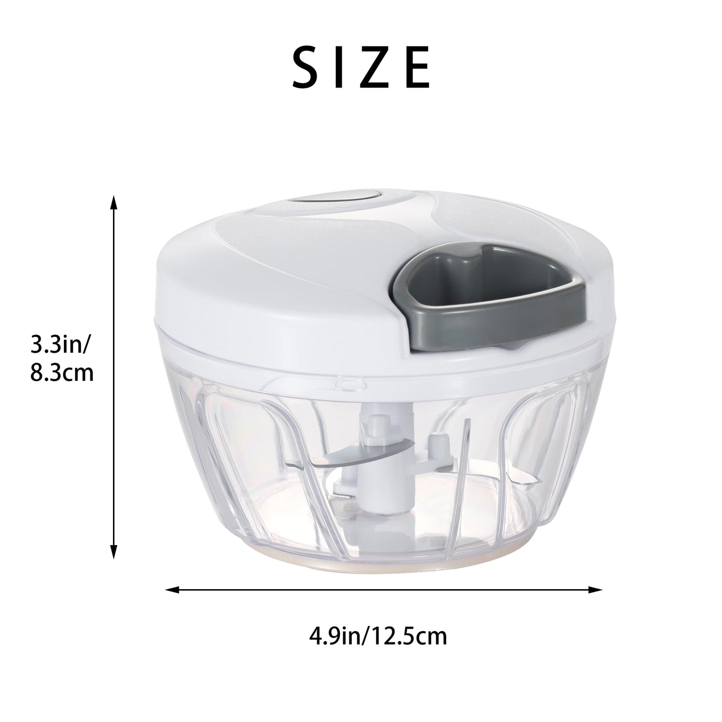 Ourokhome Manual Food Processor Vegetable Chopper, Portable Hand Pull String Garlic Mincer Onion Cutter for Veggies, Ginger, Fruits, Nuts, Herbs, etc., 500ml, White
