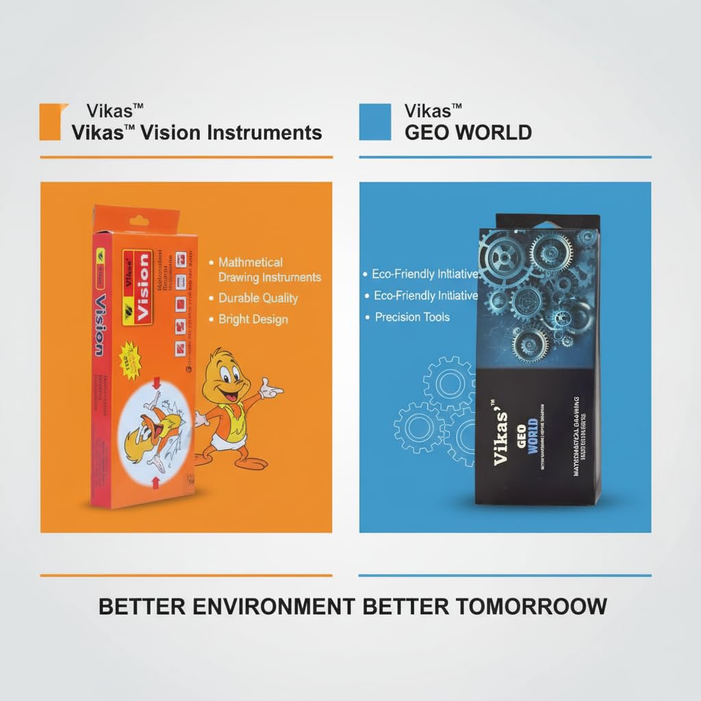 Vikas Vision + Geo World Geometry Box Combo | Metal Geometry Boxes with Full Math Instrument Kit | Ideal for Class 4–12 & Engineering Students | Exam-Ready School Combo Set