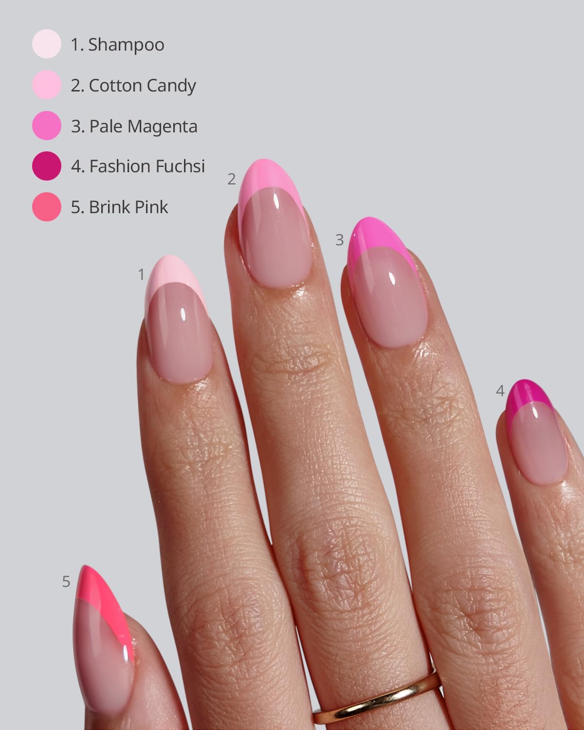 BTArtboxnails Nail Tips Builder Gel Pink French Tip Press On Nails
