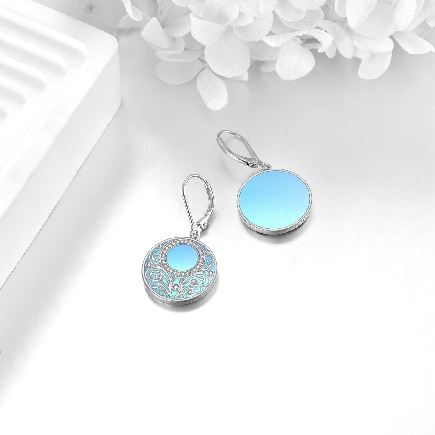 Moonstone Earrings Gifts Sterling Silver Filigree Endless Circle Moonstone Drop Earrings Jewelry Gifts For Women