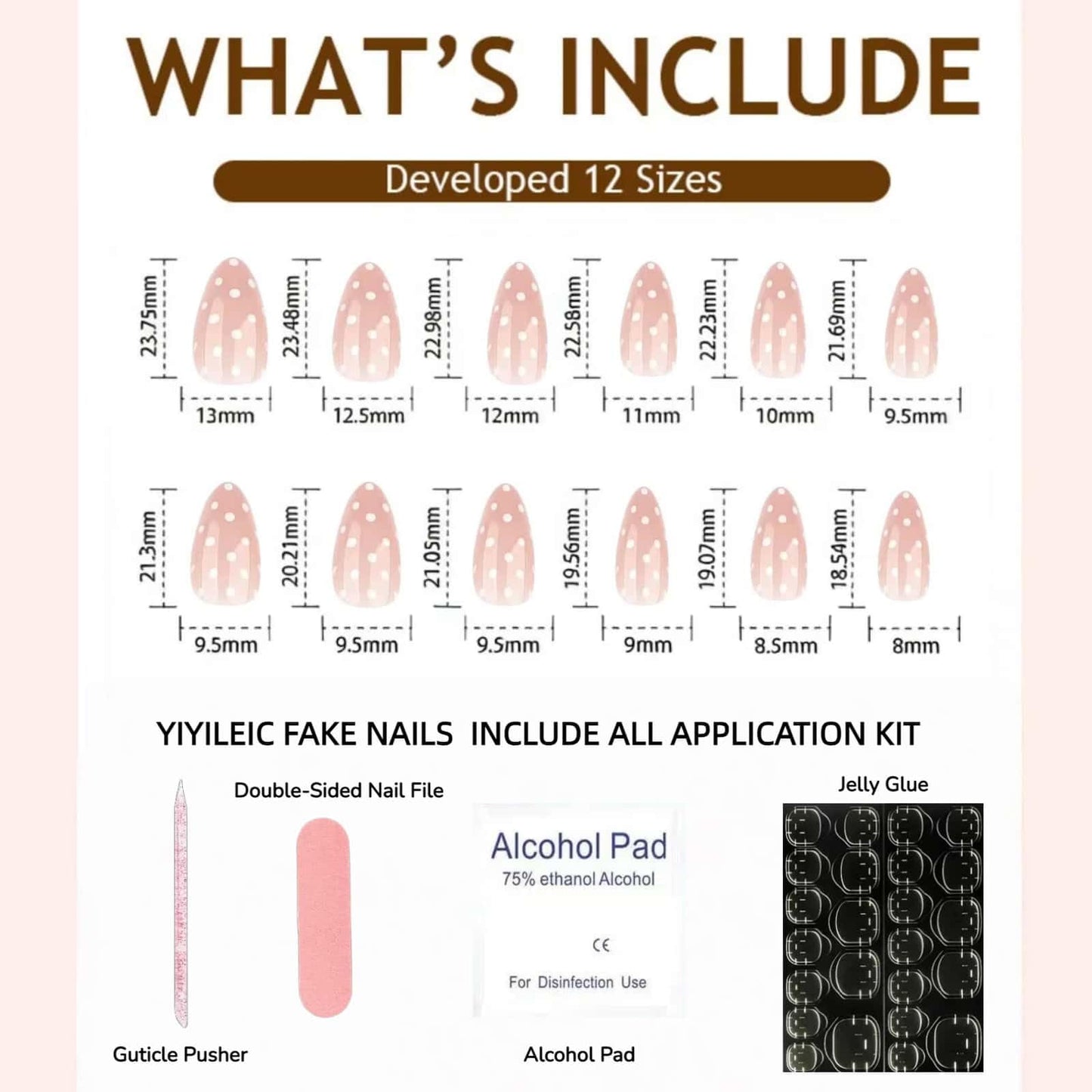 Polka Dot Press On Nails, Short Almond Nude Pink Fake Nails with White Dots, Soft Gel Full Cover Reusable Glue On Nails, Cute Everyday Nails for Women 30 Pcs