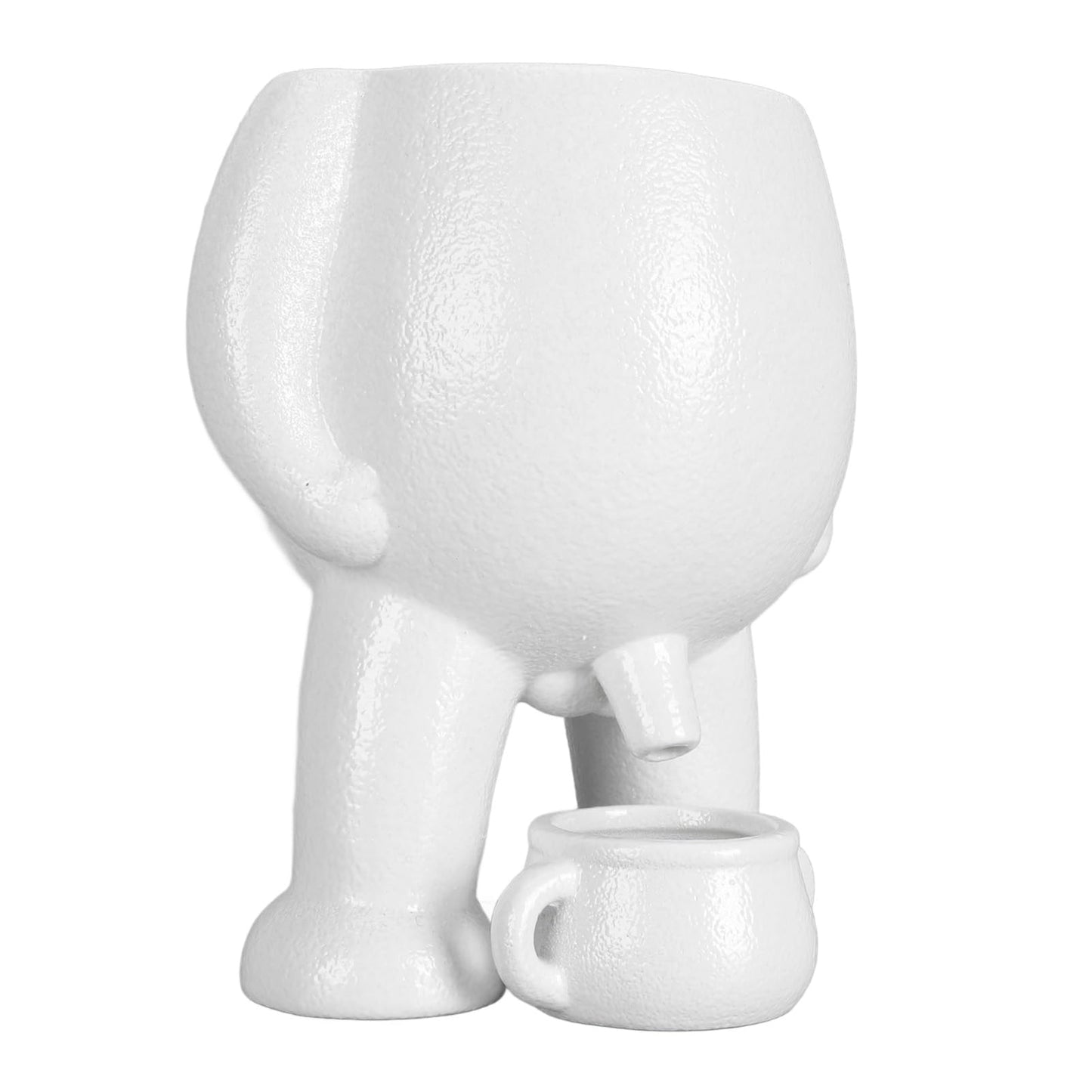 RIZGHWOY Human Figure Shaped Ceramic Flower Planter, Decorative Desktop Plant Pot, White