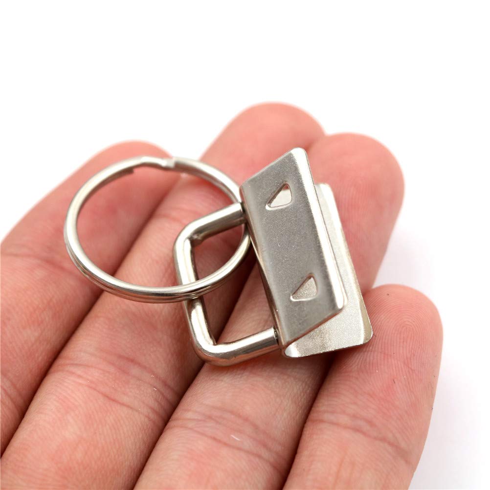 Qovydx 45Pcs 1 inch Silver Key Fob Hardware Kits 1” Metal Keyfobs Hardware Bulk for Keychains Fob Wristlet Hardware with Key Ring for Lanyard