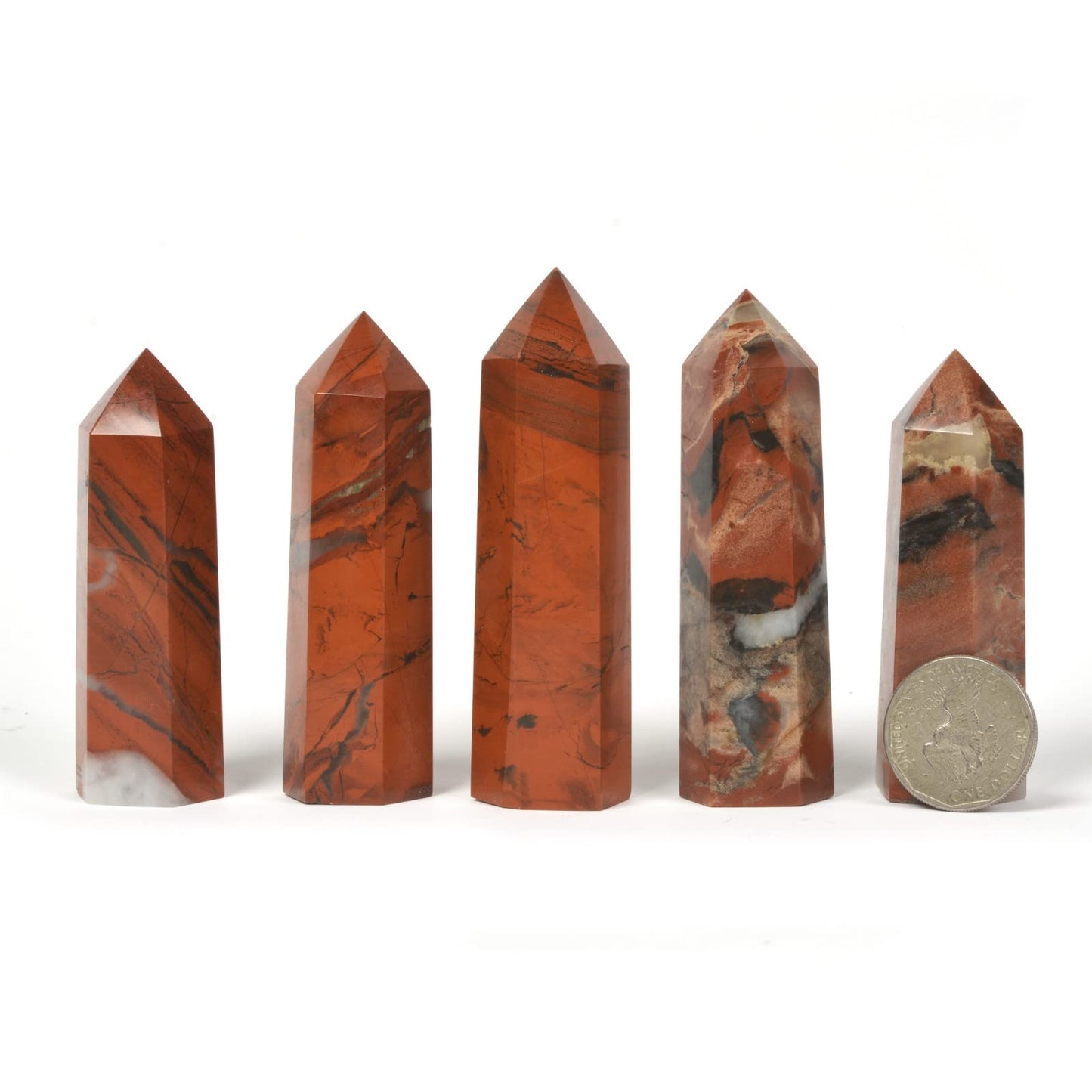 Large Red Flame Jasper Gemstone Crystal Pointed Hexagonal Tower Reiki Chakra Faceted Prism Wand Stone Home Decor