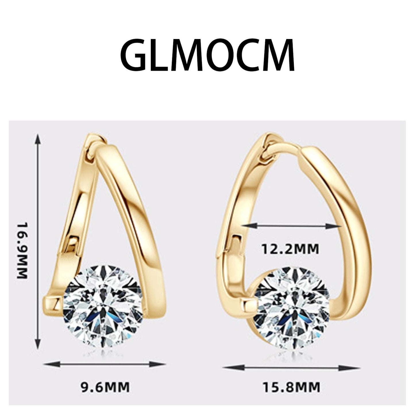 GLMOCM Lymphvity Germanium Hoop Earrings: Gold+Silver, Copper, Zircon, Lymphatic Drainage, 2PC