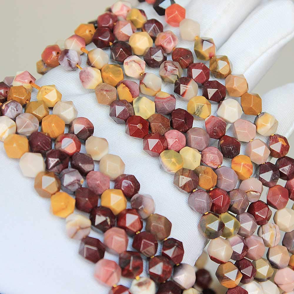 MJDCB Best Sellers Natural Stone Beads Faceted Polygon Moonkaite Jasper Crystal Energy Stone Healing Power for Jewelry Making(8mm)
