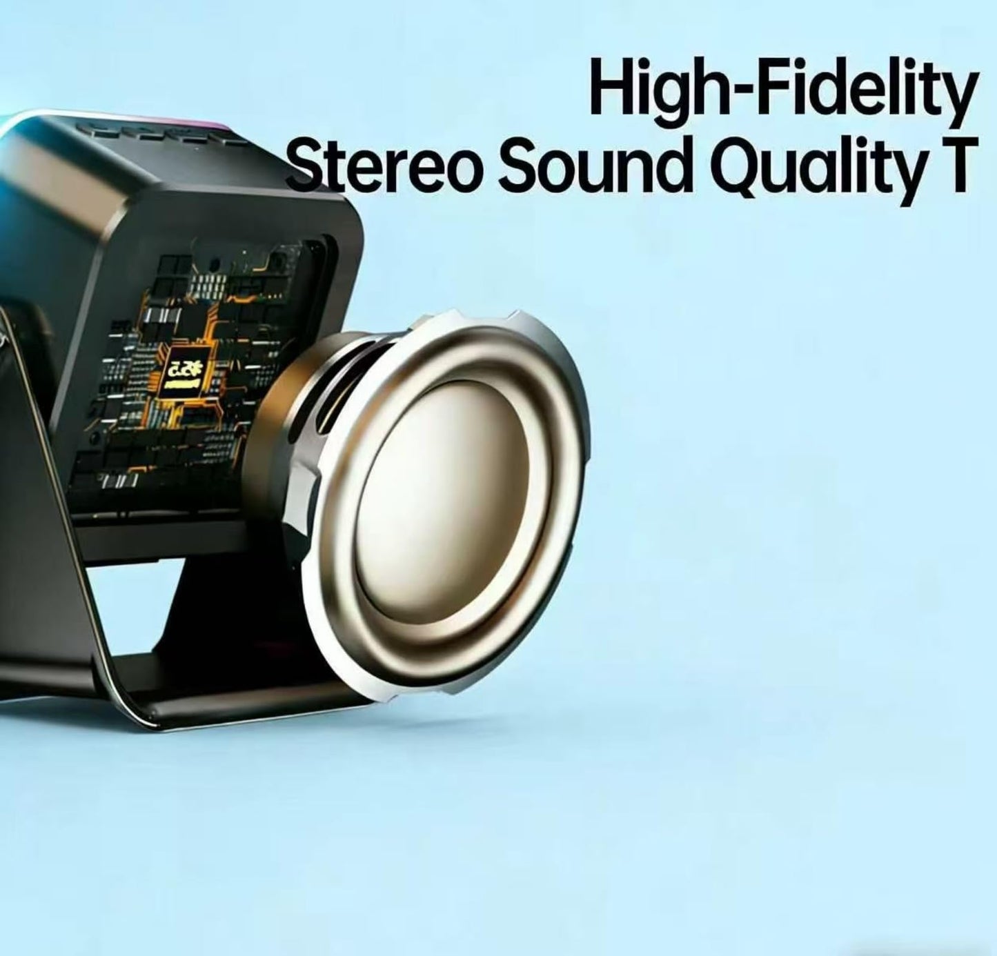 5-in-1 Wireless Induction Speaker,360°Adjustable Phone Stand with Wireless Bluetooth Speaker, Stereo Sound, Multiple RGB Ambient Lights,3500mAh Rechargeable Compatible with iPhone Gifts for Men Women