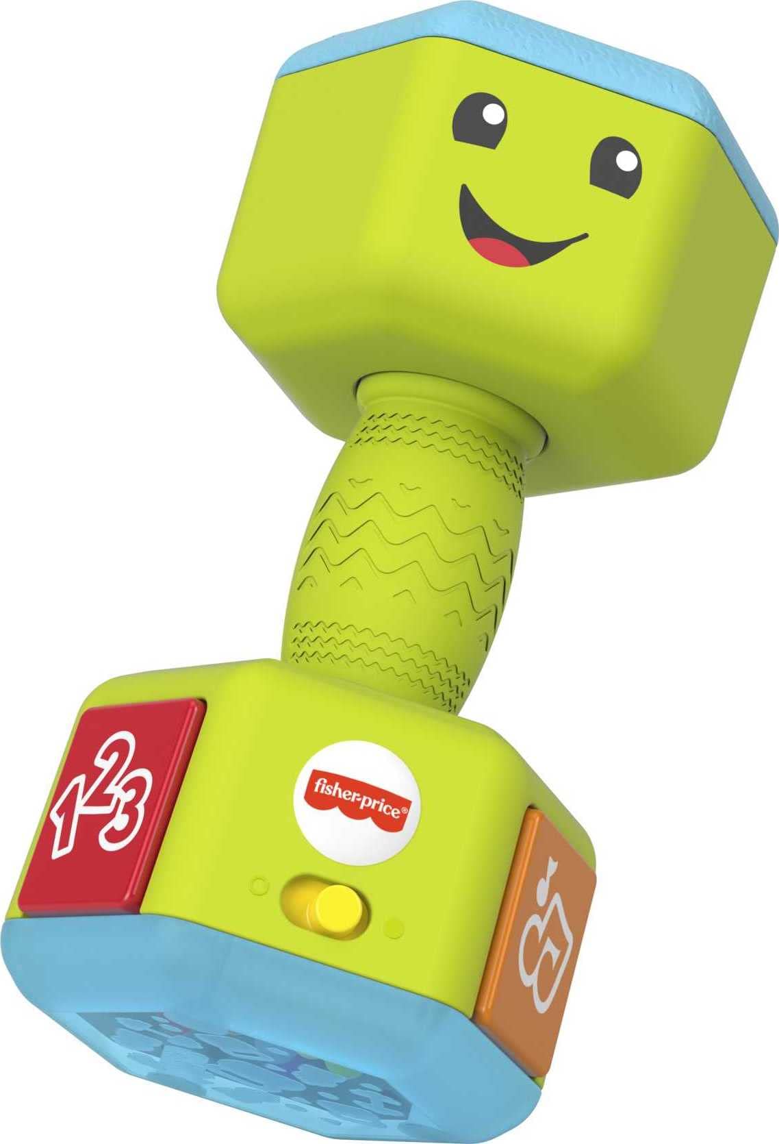 Fisher-Price Baby & Toddler Toy Laugh & Learn Countin’ Reps Dumbbell Rattle with Learning Lights & Music for Infants Ages 6+ Months