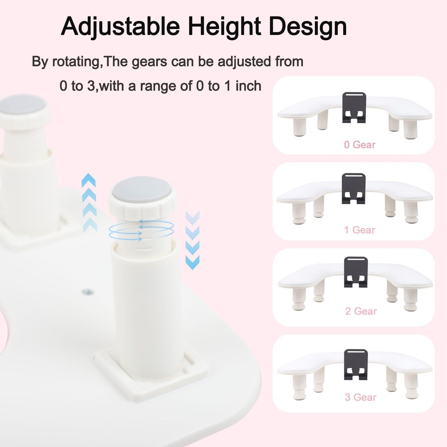 Arm Rest for Nails Tech with Nail Table Mat and Phone Holder,Adjustable Base U-shaped Manicure Nail Hand Rest Stand Pillow Cushion (White)