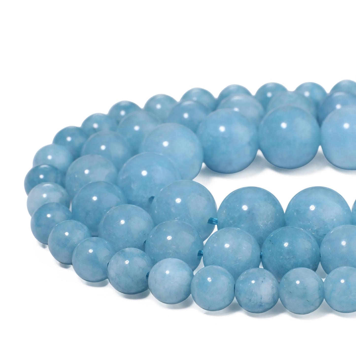 60pcs 6mm Natural Stone Beads Blue Chalcedony Beads Crystal Gemstone for Jewelry Making, DIY Bracelet Necklace