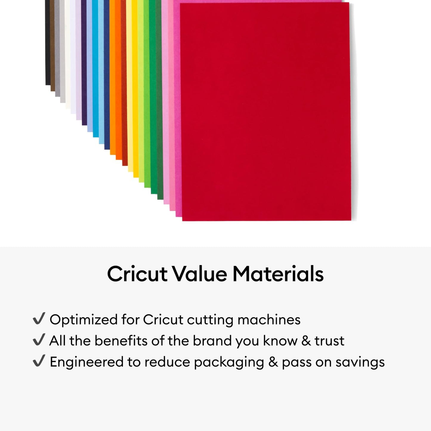 Cricut Value Cardstock Paper, Rainbow Sampler - 125 sheets (8.5" x 11") - Compatible with Joy Xtra, Explore, & Maker Machines - Letter Size