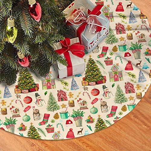 Retro Noel Christmas Tree Skirt 36 Inches Vintage Santa Tree Skirts Xmas Mat Farmhouse Ornaments Decorations for Mini Small Pencil Big Trees